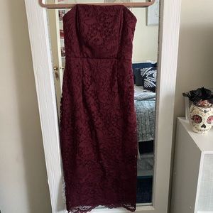 Lulu's Maroon Lace Midi Dress